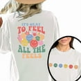 thumbnail image 1 of Women's Letter Graphic Tee T-Shirt Top It's Okay To Feel All The Feels Print Short Sleeve Round Neck White S-5XL, 1 of 4