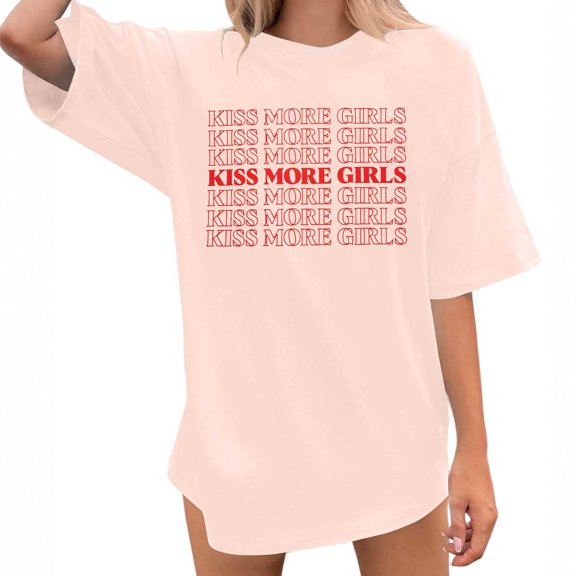 Women's Letter Pattern Equal Oversized T-Shirt Casual Graphic Tee Inspirational Top for Summer