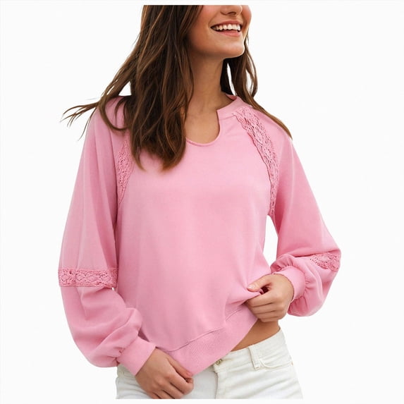 Women's Letter Print Crewneck Sweatshirts Streetwear Casual Loose Pullover Tops Pink L
