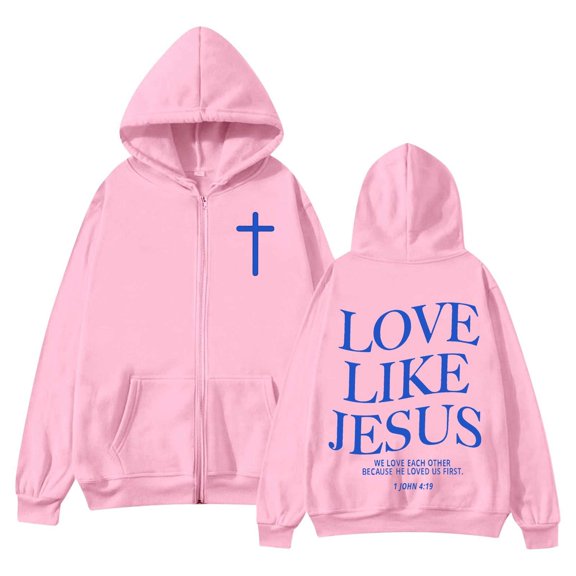 Women's Letter Print Hooded Jacket with Zipper Pockets and Drawstring for Autumn Winter Comfort