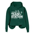 thumbnail image 1 of Women's Letter Print Hoodie Autumn Winter Warm Long Sleeve Pullover Sweatshirt Casual Loose Fit, 1 of 2
