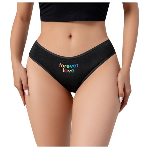Women's Letter Print Low Rise Briefs Comfortable & Breathable Sporty Triangle Underwear Bikini Panties Pack Seamless Undies for Women Couples Underwear Matching Set Variety Pack Panties for Women