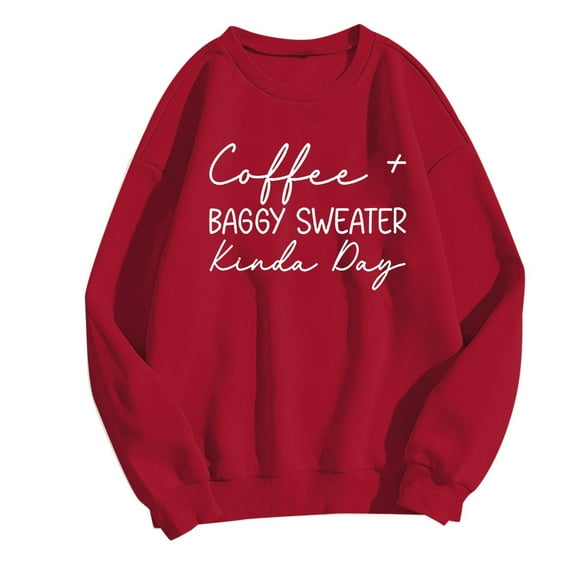 Women's Letter Printed Casual Long Sleeve Pullover Round Neck Sweatshirt Soft Comfortable Loose Fit Tops for Everyday Wear