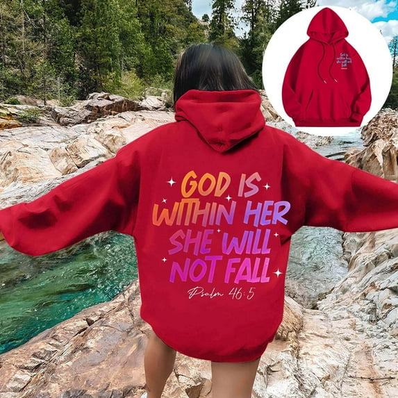 Women's Letter Printed Sweatshirt Pullover Top With Pocket Hoodie Jacket Cute Hoodies Casual Hoodie Women Ladies Sweatshirts Whole Color Drawstring Casual Hoodie Knitted Tunic Zip up Hoodie Dress