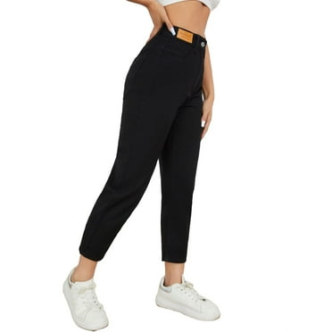 Women's Letter Straight Leg Black Cropped Jeans Petite S (4)