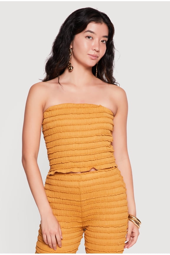 Women's Lettuce Edge Trim Crop Tube Top
