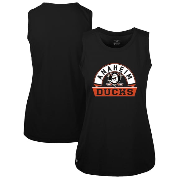 Women's Levelwear  Black Anaheim Ducks Macy Banner Arch Tank Top