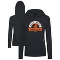 thumbnail image 1 of Women's Levelwear Black Baltimore Orioles Relay Banner Arch Long Sleeve T-Shirt Hoodie, 1 of 3