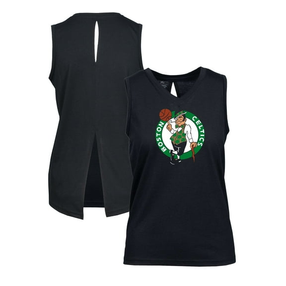 Women's Levelwear Black Boston Celtics Paisley Core V-Neck Tank Top
