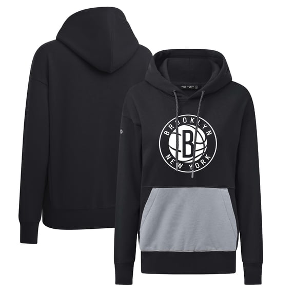 Women's Levelwear Black Brooklyn Nets Bonfire Pullover Hoodie