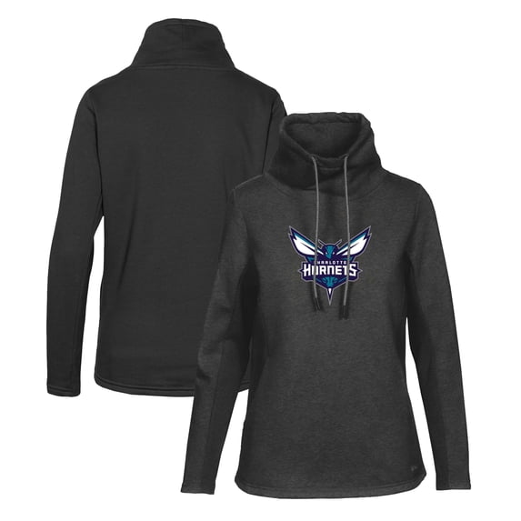 Women's Levelwear Black Charlotte Hornets Loop Core Funnel Neck Pullover Sweatshirt