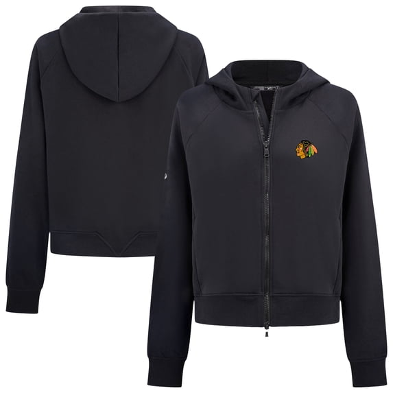 Women's Levelwear Black Chicago Blackhawks Judd Raglan Full-Zip Hoodie