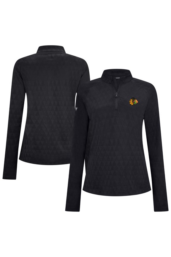 Women's Levelwear Black Chicago Blackhawks Spike Raglan Quarter-Zip Top