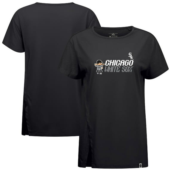 Women's-Levelwear Black Chicago White Sox Influx 8-Bit Baseball T-Shirt
