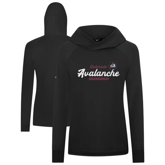 Women's Levelwear Black Colorado Avalanche Slender Monument Raglan Pullover Hoodie