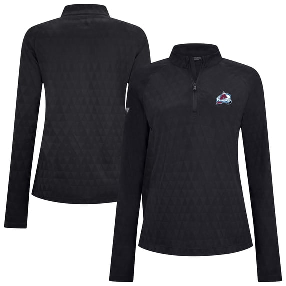 Women's Levelwear Black Colorado Avalanche Spike Raglan Quarter-Zip Top