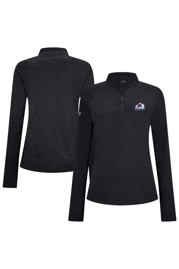 Women's Levelwear Black Colorado Avalanche Spike Raglan Quarter-Zip Top