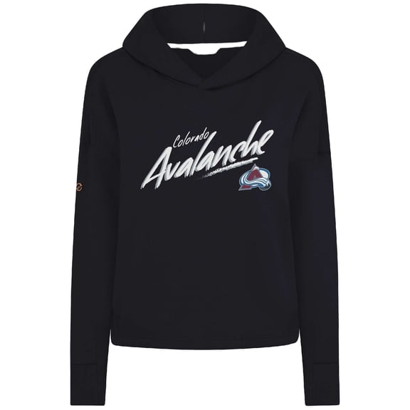 Women's Levelwear  Black Colorado Avalanche Sweet Sizzle Tri-Blend Cropped Pullover Hoodie