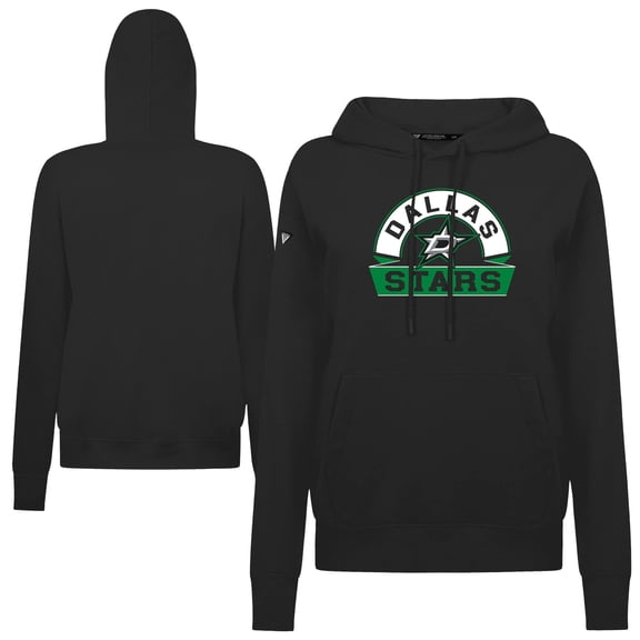 Women's Levelwear Black Dallas Stars Adorn Banner Arch Pullover Hoodie