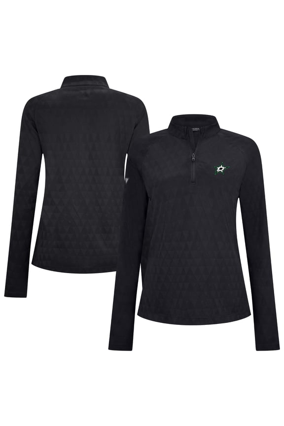 Women's Levelwear Black Dallas Stars Spike Raglan Quarter-Zip Top