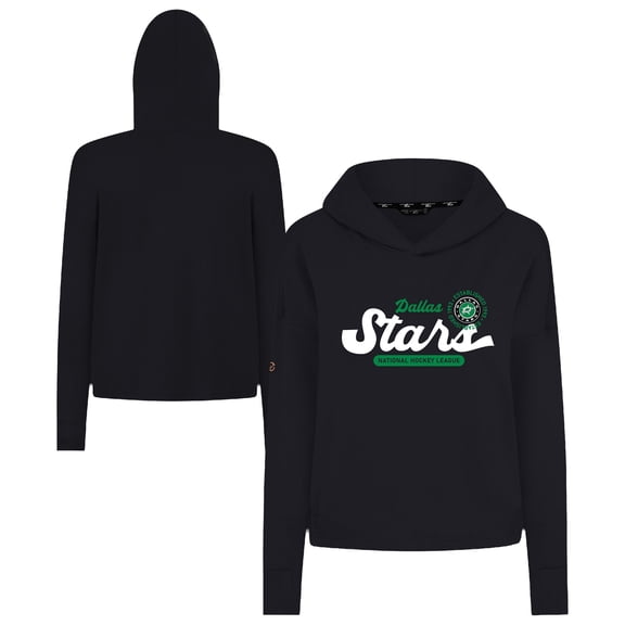 Women's Levelwear Black Dallas Stars Sweet Monument Tri-Blend Cropped Pullover Hoodie