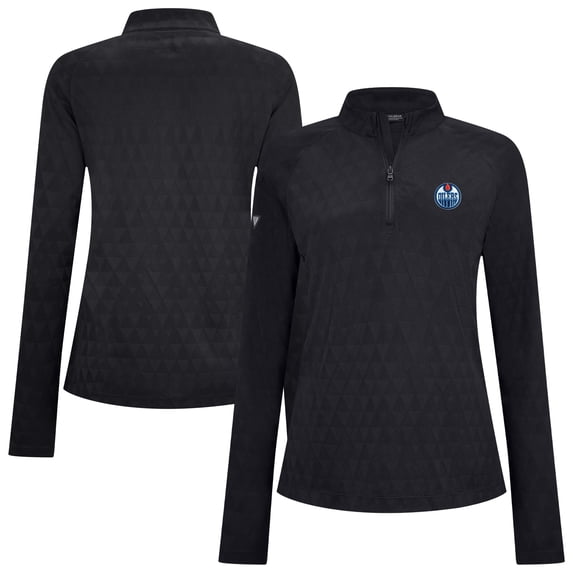 Women's Levelwear Black Edmonton Oilers Spike Raglan Quarter-Zip Top