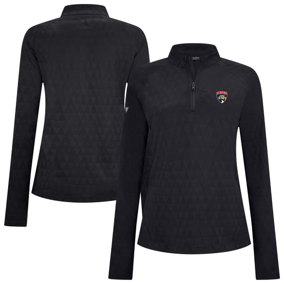 Women's Levelwear Black Florida Panthers Spike Raglan Quarter-Zip Top