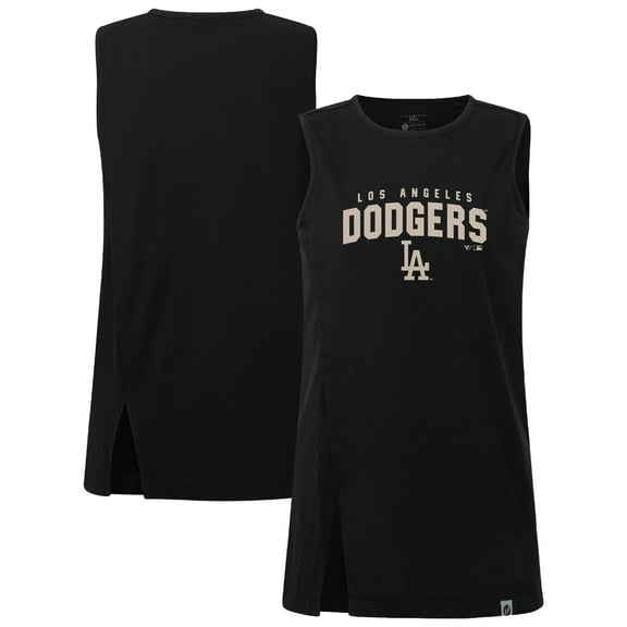 Women's Levelwear Black Los Angeles Dodgers Influx Team Arch Tank Top