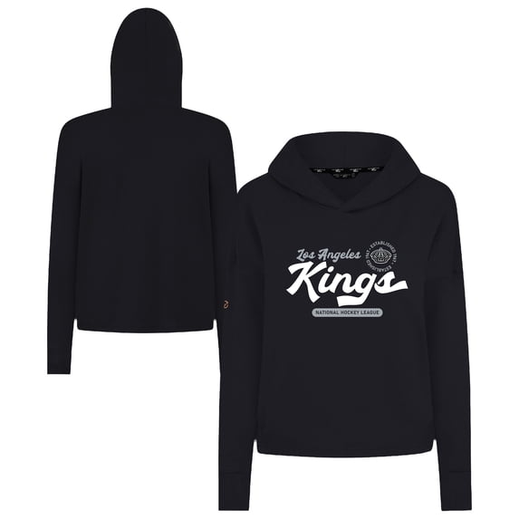 Women's Levelwear Black Los Angeles Kings Sweet Monument Tri-Blend Cropped Pullover Hoodie