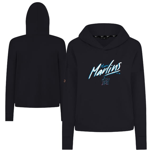 Women's Levelwear Black Miami Marlins Sweet Sizzle Tri-Blend Hoodie
