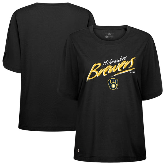 Women's Levelwear Black Milwaukee Brewers Bloom Sizzle T-Shirt