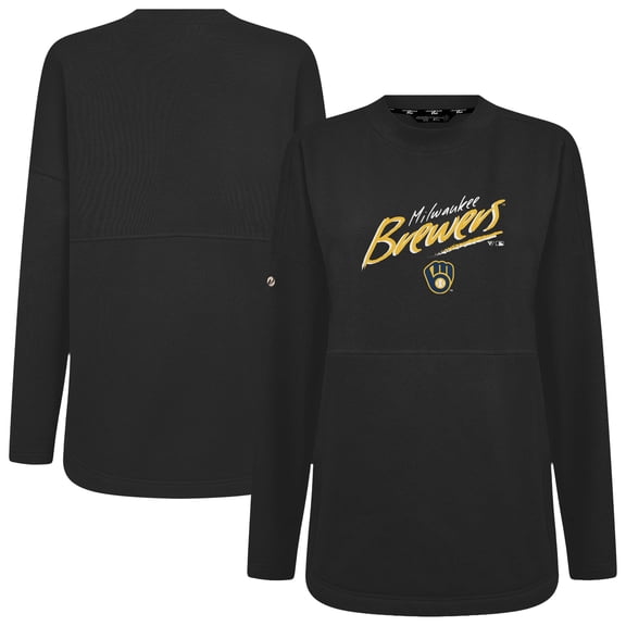 Women's Levelwear Black Milwaukee Brewers Oversized Beaudry Sizzle Top
