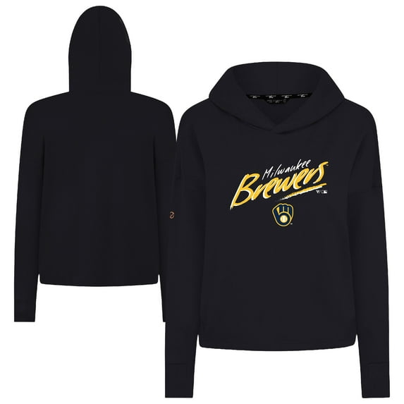 Women's Levelwear Black Milwaukee Brewers Sweet Sizzle Tri-Blend Hoodie