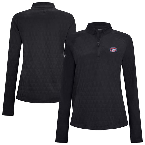 Women's Levelwear Black Montreal Canadiens Spike Raglan Quarter-Zip Top