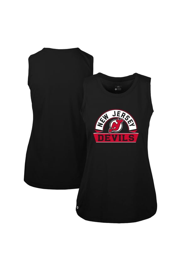 Women's Levelwear Black New Jersey Devils Macy Banner Arch Tank Top