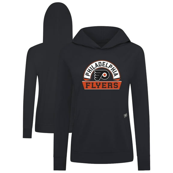 Women's Levelwear Black Philadelphia Flyers Relay Banner Arch Pullover Hoodie