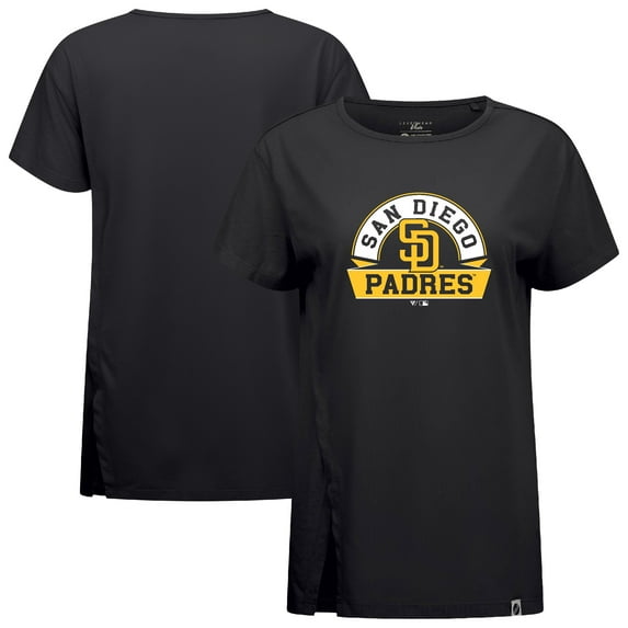 Women's Levelwear Black San Diego Padres Influx Banner Arch T-Shirt