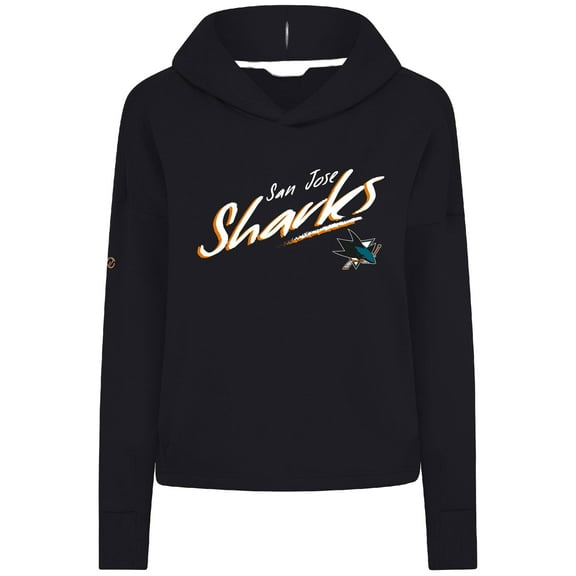 Women's Levelwear  Black San Jose Sharks Sweet Sizzle Tri-Blend Cropped Pullover Hoodie