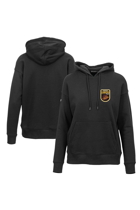Women's Levelwear Black Vancouver Canucks Retro Adorn Pullover Hoodie