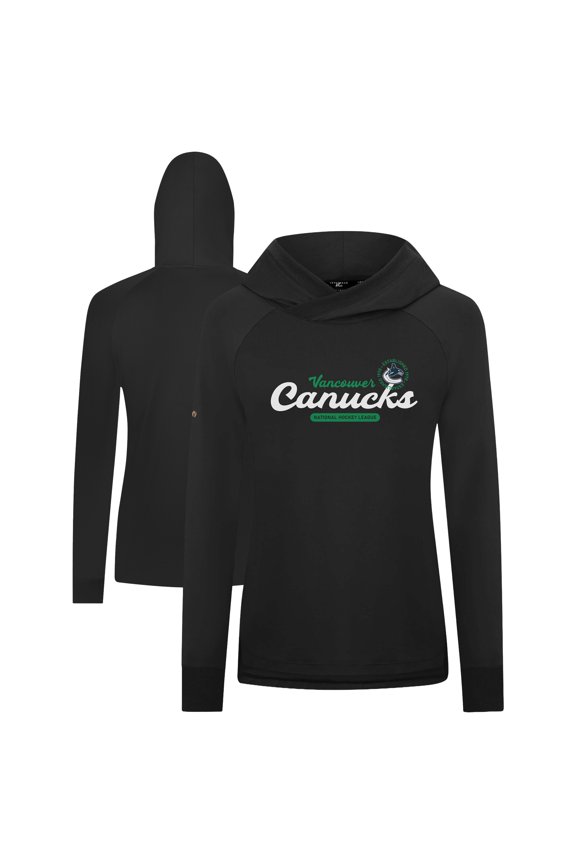Women's Levelwear Black Vancouver Canucks Slender Monument Raglan Pullover Hoodie