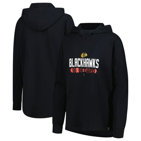 Women's-Levelwear Connor Bedard Black Chicago Blackhawks Vivid Tracer Name & Number Pullover Hoodie