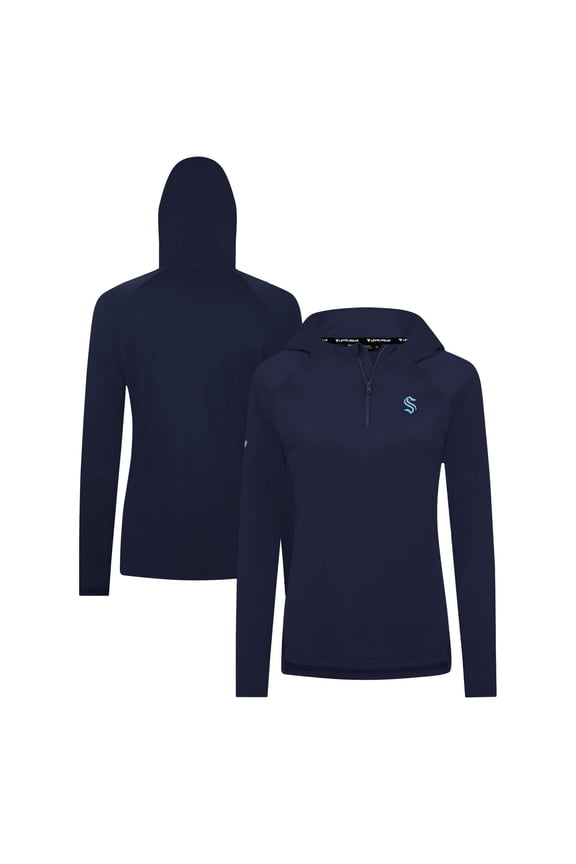 Women's Levelwear Deep Sea Blue Seattle Kraken Raven Insignia Core Quarter-Zip Jacket