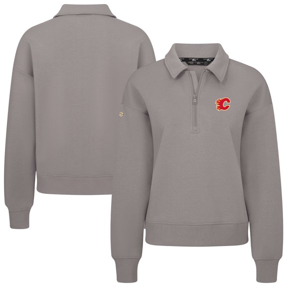 Women's Levelwear Gray Calgary Flames Canmore Quarter-Zip Pullover