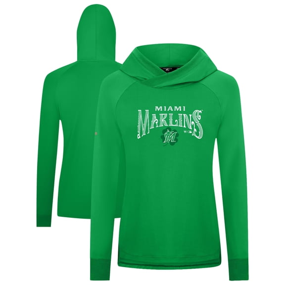 Women's Levelwear Green Miami Marlins St. Patrick's Day Slender Raglan Hoodie