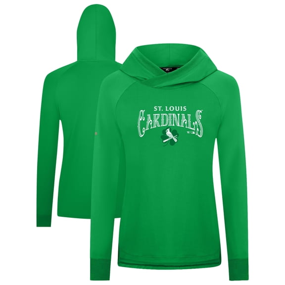 Women's Levelwear Green St. Louis Cardinals St. Patrick's Day Slender Raglan Hoodie