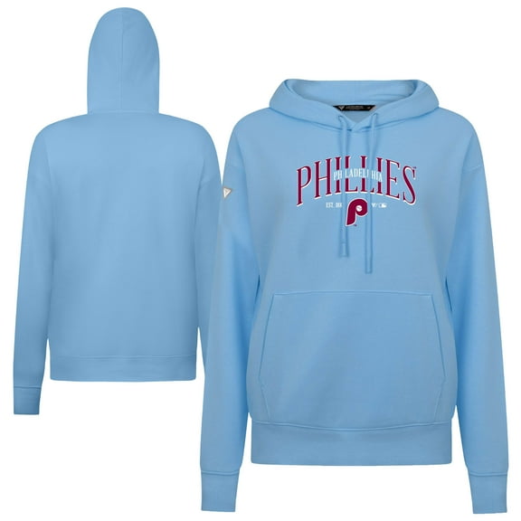 Women's Levelwear Blue Philadelphia Phillies Adorn Cooperstown Collection Retro Spellout Pullover Hoodie