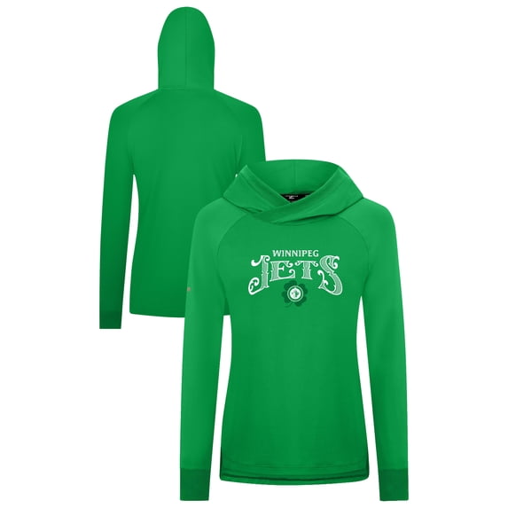 Women's Levelwear Kelly Green Winnipeg Jets St. Patrick's Day Slender Raglan Hoodie