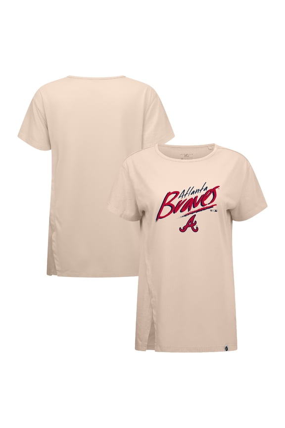 Women's Levelwear Khaki Atlanta Braves Influx Sizzle T-Shirt