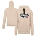 thumbnail image 1 of Women's Levelwear Khaki Atlanta Braves Oversized Waterfall Glide Hoodie, 1 of 3