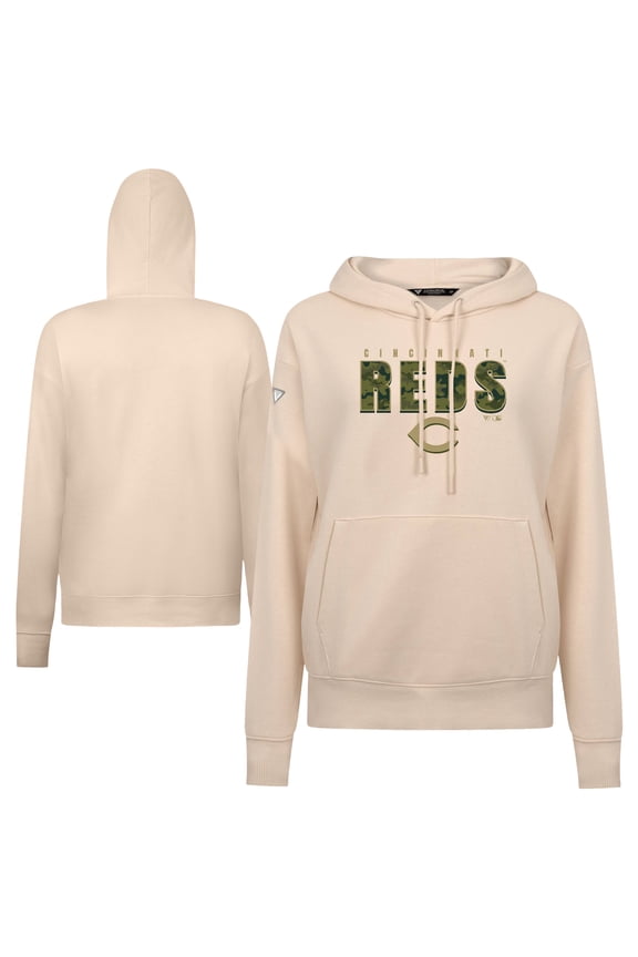Women's Levelwear Khaki Cincinnati Reds Adorn Protect W Pullover Hoodie